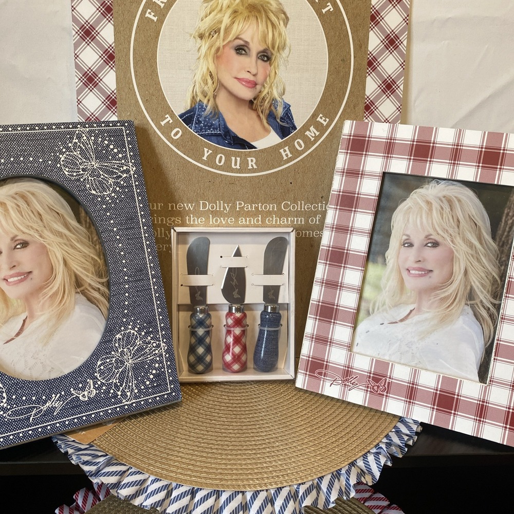 Dolly Parton 3 Piece Cheese Spreader Set Stainless Steel Plaid Polka Dot New
